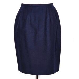 Vintage Harve Bernard by Bernard Holtzman Navy Blue Wool Back Zip Pencil Skirt